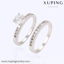 13482 Xuping 2016 elegante alentines tag ring rhodium farbe zwei finger kristall eternity fashion ring